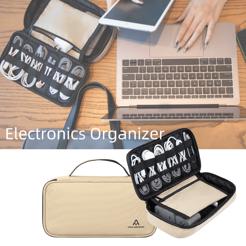 Electronics Organizer Case, Travel Cable Organizer Bag, Adjustable Cord