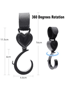 2pcs Baby Stroller Hook With Heart-Shaped For Hanging Pet Cart, Baby Bed, Bicycle, Electric Vehicle, Multifunctional 360 Degree Rotating Hook For Daily Use