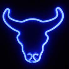 1入新款led霓虹燈,大型公牛頭夜燈,創意臥室裝飾燈,可由usb或電池盒供電 - 彩色 - 查看 13
