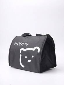 1pc Cartoon Bear Pattern Lunch Bag - Black - View 2