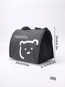 1pc Cartoon Bear Pattern Lunch Bag - Black - View 3