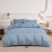 1入組刷毛床上用品被套,日系無商標風格,親膚柔軟,防滑,適用於四季,適用於queen Size床上用品,適用於全家人 - 霧霾藍 - 查看 5