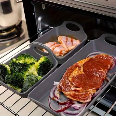 Durable & Non-Stick Silicone Baking Sheet Pan Divider - Versatile, Heatproof & Reusable Tray For Effortless Meal Prep, Oven And Microwave Friendly