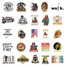 50 件焊工贴纸创意劳动标语适用于 DIY 手机壳、笔记本电脑、水瓶、工具箱、防水 PVC 贴花，适用于劳动节装饰、学校用品、返校 - 彩色 - 查看 3
