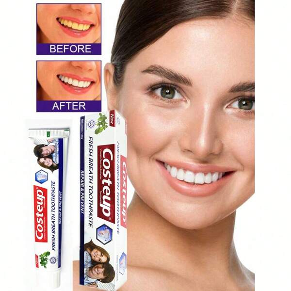 Costeup Probiotics Whitening Toothpaste, Fresh Breath, Cleanse Oral Hygiene, Enriched With Probiotics For Gum Care, Cover Yellow Teeth, Smoke Stains, Tea Stains, And Dirt, Non-Irritating Whitening Toothpaste
