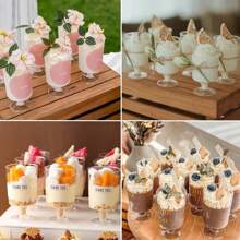 10pcs 150ml Heart-Shaped Pudding Cup, Clear Vertical Mousse Dessert Cup, Ideal For Wedding Party Dessert Decoration - Clear - View 4