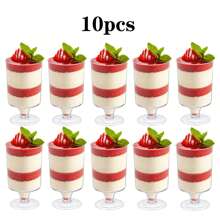 10pcs 150ml Heart-Shaped Pudding Cup, Clear Vertical Mousse Dessert Cup, Ideal For Wedding Party Dessert Decoration - Clear - View 1
