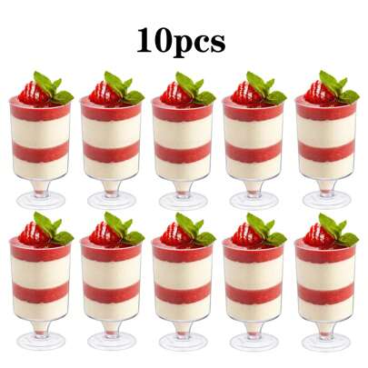 10 件 80 毫升 3d 心形布丁杯，透明垂直慕斯甜点杯，非常适合婚礼派对甜点装饰蛋糕架蛋糕装饰纸杯蛋糕架蛋糕装饰蛋糕架