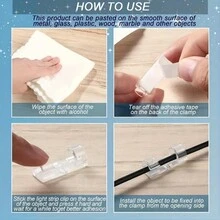 40pcs/Set Adhesive Desk Cable Clips, Desktop Cord Holder & Organizer, Wire Management System - White - View 6