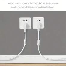 40pcs/Set Adhesive Desk Cable Clips, Desktop Cord Holder & Organizer, Wire Management System - White - View 8