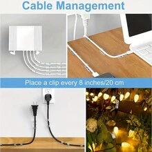 40pcs/Set Adhesive Desk Cable Clips, Desktop Cord Holder & Organizer, Wire Management System - White - View 7