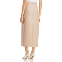 Enza Costa 青少年女款皮革中长裹身裙 - 油灰 - 查看 2