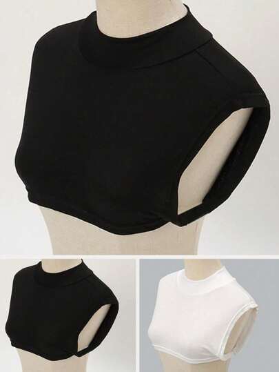 1入女士模擬領可拆式假領，由莫代爾纖維製成，全季節基本固色頸部裝飾