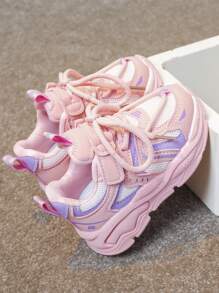 2024新款女童運動鞋,網眼透氣厚底運動鞋,男童輕盈跑鞋 - 粉色 - 查看 6