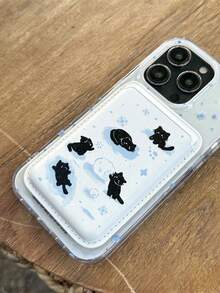 1入可愛黑貓雪花造型配件，適用於磁力無線充電保護殼，兼容 iPhone 15 14 Pro Max財務配件 - 彩色 - 查看 4