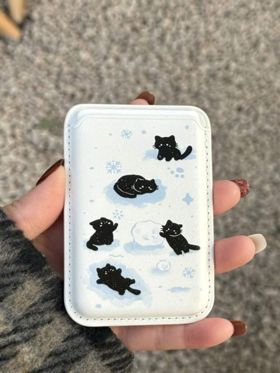 1入可愛黑貓雪花造型配件，適用於磁力無線充電保護殼，兼容 iPhone 15 14 Pro Max財務配件 - 彩色 - 查看 1