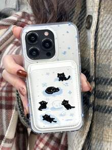1入可愛黑貓雪花造型配件，適用於磁力無線充電保護殼，兼容 iPhone 15 14 Pro Max財務配件 - 彩色 - 查看 2