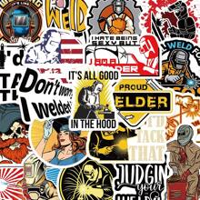 50 件焊工贴纸创意劳动标语适用于 DIY 手机壳、笔记本电脑、水瓶、工具箱、防水 PVC 贴花，适用于劳动节装饰、学校用品、返校 - 彩色 - 查看 1