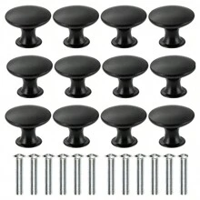 10 Tiradores De Cajones Redondos De 1,18 Pulgadas, Color Negro Mate, Para Puertas De Armarios De Cocina Y Armarios De Muebles, Adecuados Para Tiradores De Tocador