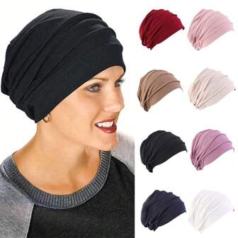 1Pc Women Elastic Turban Beanie Soft Bonnet  Hijabs Head Wrap Chemo Hat