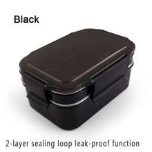1 hộp đựng cơm trưa chống rò rỉ bằng thép không gỉ 2 lớp dung tích 1200ML, hộp đựng cơm Bento, đồ dùng học tập, quà tặng Giáng sinh - đen - Xem 11