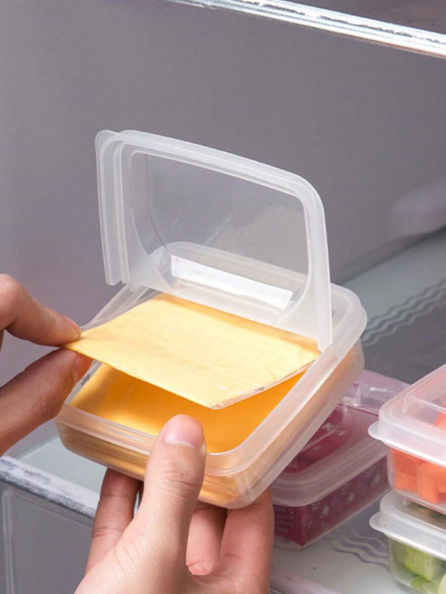1 件装冰箱储物盒，保鲜容器，用于水果块、奶酪和酱汁，带盖，方形，适合户外、露营