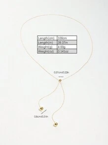 SYMFNY 1pc 925 Sterling Silver Minimalist Round Bead Pendant Adjustable Tassel Hanging Multi-Way Long Necklace Sweater Chain Or Back Chain - Yellow Gold - View 5