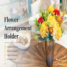 1入組花卉（插花）固定器-鐵絲插花工具,不銹鋼花卉插口蓋,可重複使用的花卉網格排列器,適用於插花瓶植物花卉固定 - 金色 - 查看 12