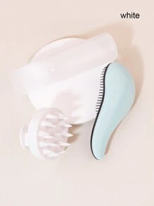 3pcs Hair Care Set Including Root Comb, Applicator Bottle, Hair Brush, Soft Silicone Scalp Brush, Head Spa Massager, Perfect For Home Salon And Gift Giving. - Pink - View 7