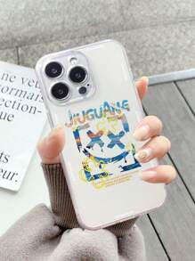 方形防摔手機殼,印有微笑臉表情圖案,適用於蘋果和三星手機 - 彩色 - 查看 3