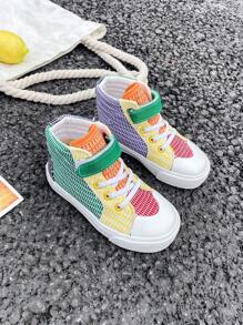 Weiße Baby-leinwand-schuhe, Mittel-hohe Sneaker Für Kinder, Frühling/herbst, Koreanischer Stil, Minimalistisch, Modisch, Lässige Freizeitschuhe Mit Schnürsenkel, Klassisch, Vielseitig, Skateboard-schuhe - Grün - Übersicht 5