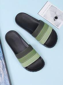 Men's Green Gradient Fashionable Slippers, Suitable For Outdoor, Indoor, Bathroom, Anti-Slip, Beach - Green - View 2