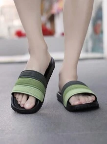 Men's Green Gradient Fashionable Slippers, Suitable For Outdoor, Indoor, Bathroom, Anti-Slip, Beach - Green - View 3