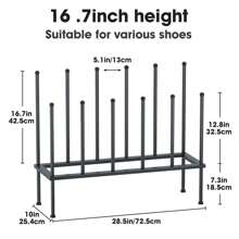 6 Pairs Boot Rack Organizer For Tall Boots, Black Metal Boot Storage Rack, Boot Holder Fit For 6 Pairs, Free Standing Shoe Racks For Entryway, Closet, Outdoor, Garage - Black - View 2