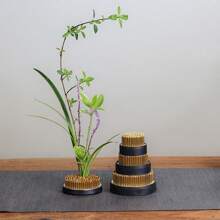 One Sword-Shaped Flower Arrangement Tool For Stabilizing Flower Stems, Traditional Chinese And Japanese Flower Arranging Equipment With Copper Needle And Base, Flower Arranging Frog - Gold - View 7