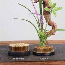 One Sword-Shaped Flower Arrangement Tool For Stabilizing Flower Stems, Traditional Chinese And Japanese Flower Arranging Equipment With Copper Needle And Base, Flower Arranging Frog - Gold - View 6