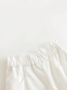 MARC&JANIE 春季年輕女孩白色蕾絲高腰寬腿褲，休閒時尚 - 白色 - 查看 5