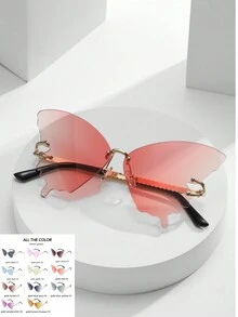 1 件装新款时尚蝴蝶时尚眼镜女式大框渐变色适合街头摄影 - 彩色 - 查看 11