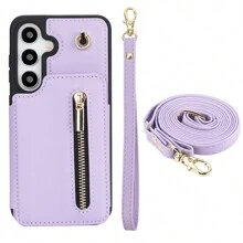 Vỏ điện thoại dạng ví đeo chéo Tương thích với Samsung Galaxy S24 S23 S22 S21 Plus Ultra Có dây đeo tay, Da PU có khe cắm thẻ tín dụng Giá đỡ chân đế Vỏ túi điện thoại chống sốc - Màu tím hoa cà - Xem 20