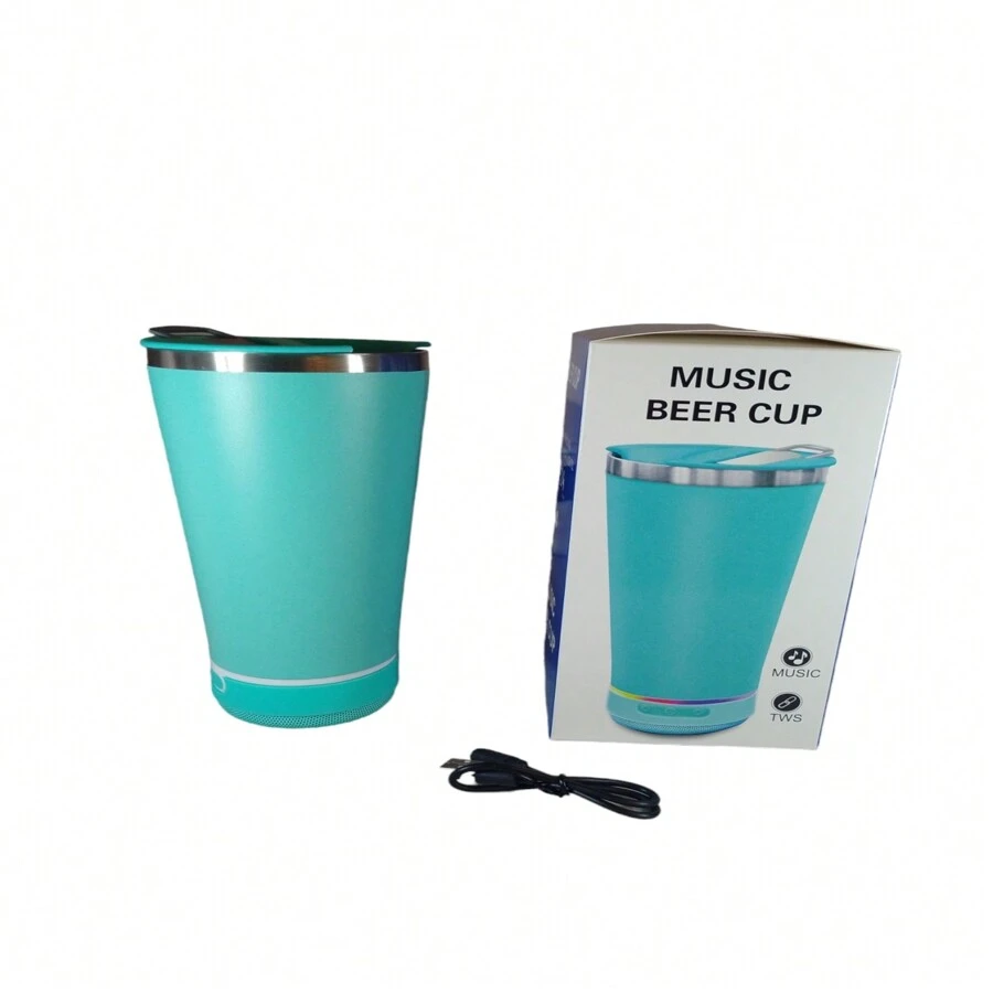 Termo Bocina Acero Inoxidable Bluetooth 16oz - Agua verde azul - Ver 1