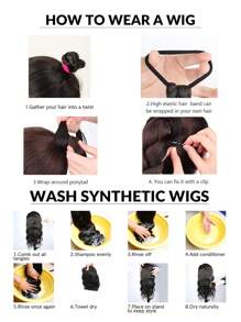 26英寸假发辫子扭辫假辫拳击辫扭辫甜美酷辣仿真扭辫脏马尾辫 - 黑色 - 查看 10