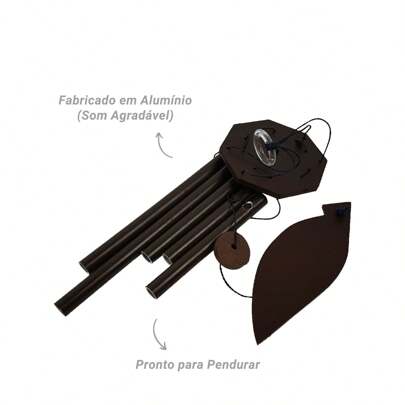 Mensageiro Sino Dos Ventos Aluminio 5 Tubos Mobile 43cm