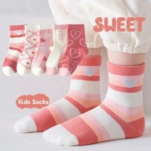 5 Trẻ em Vớ Với Hình trái tim - Hồng - Xem 3