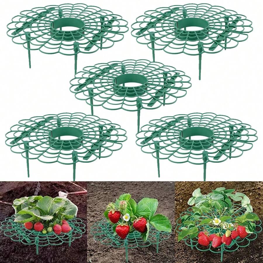 5入組草莓支架草莓架,陽台種植架植物花架,適用於家庭花園裝飾用品 - 綠色 - 查看 1