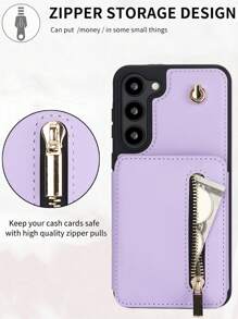 Vỏ điện thoại dạng ví đeo chéo Tương thích với Samsung Galaxy S24 S23 S22 S21 Plus Ultra Có dây đeo tay, Da PU có khe cắm thẻ tín dụng Giá đỡ chân đế Vỏ túi điện thoại chống sốc - Màu tím hoa cà - Xem 5