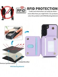 Vỏ điện thoại dạng ví đeo chéo Tương thích với Samsung Galaxy S24 S23 S22 S21 Plus Ultra Có dây đeo tay, Da PU có khe cắm thẻ tín dụng Giá đỡ chân đế Vỏ túi điện thoại chống sốc - Màu tím hoa cà - Xem 4