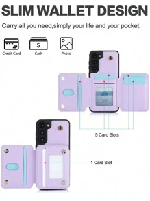 Vỏ điện thoại dạng ví đeo chéo Tương thích với Samsung Galaxy S24 S23 S22 S21 Plus Ultra Có dây đeo tay, Da PU có khe cắm thẻ tín dụng Giá đỡ chân đế Vỏ túi điện thoại chống sốc - Màu tím hoa cà - Xem 3