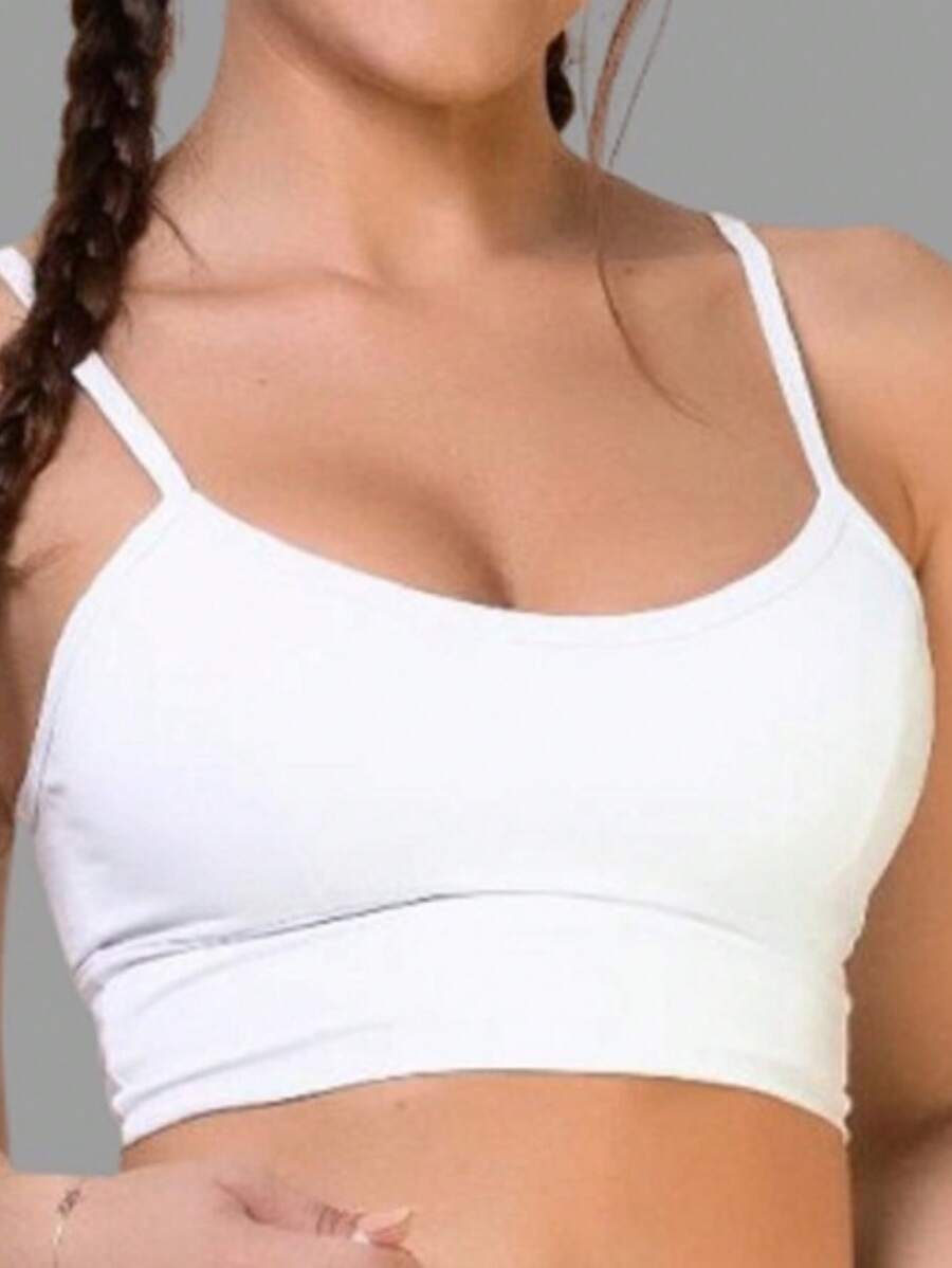 Top Cropped Sem Bojo Suplex de Alcinha Fitness Ginástica Academia ou Casual - Branco - Visão 1