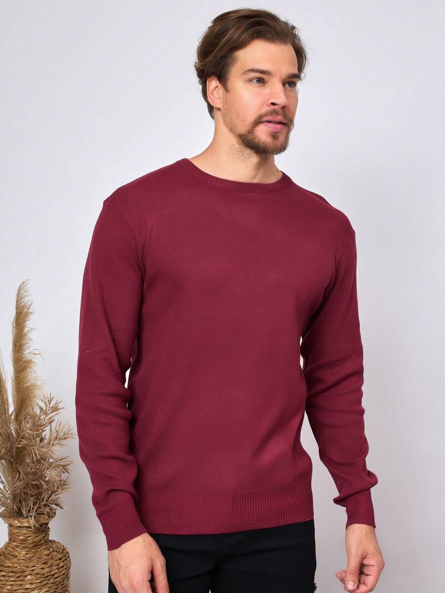 Men Sweaters - Burgundy - View 1