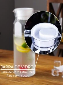 Jarra De Vidro Grosso Suco Agua 1 Litro C/tampa Luxo Chile